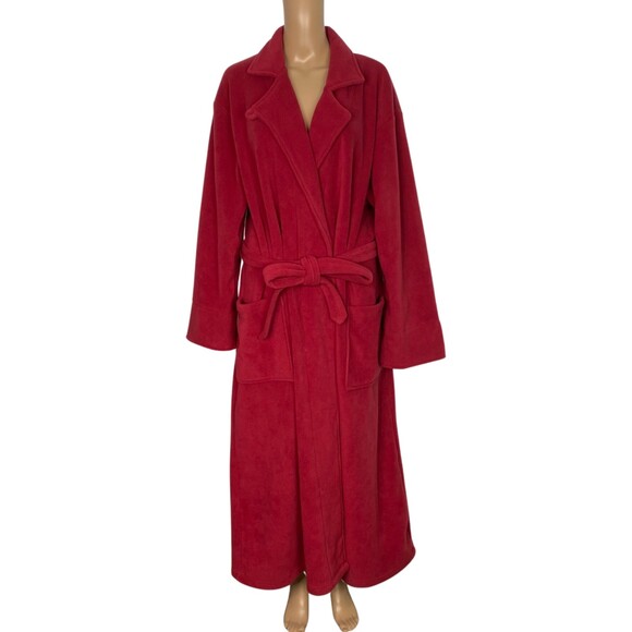 L.L. Bean Other - L.L. Bean Womens Red Maxi Long Sleeve Fleece Robe Size Large